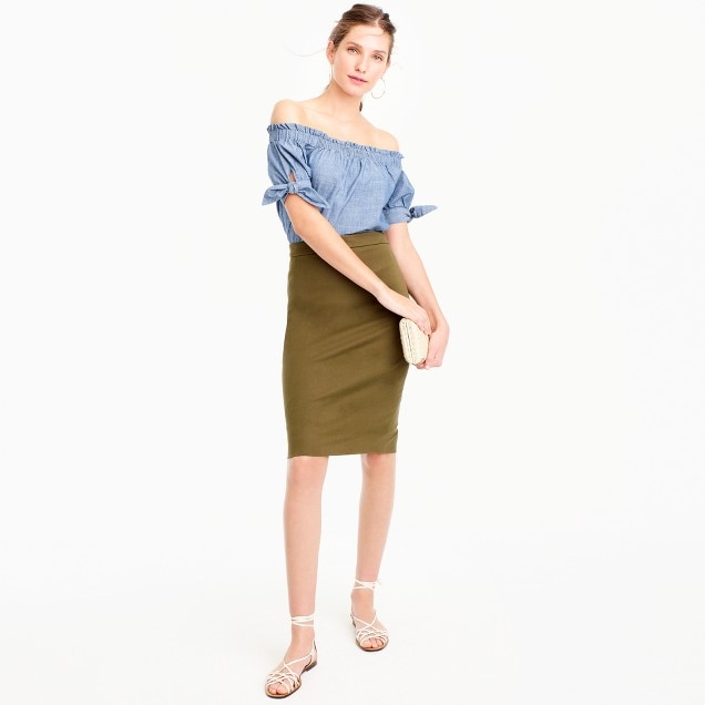 No. 2 pencil skirt in two-way stretch cotton